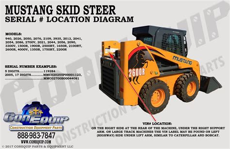 mustang skid steer serial number location